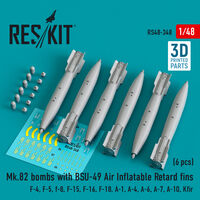 Mk.82 Bombs With BSU-49 Air Inflatable Retard Fins (6 pcs) (F-4, F-5, F-8, F-15, F-16, F-18, A-1, A-4, A-6, A-7, A-10, Kfir)