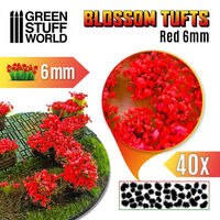 Blossom Tufts 6mm, Self-Adhesive - Red Flowers (40pcs)